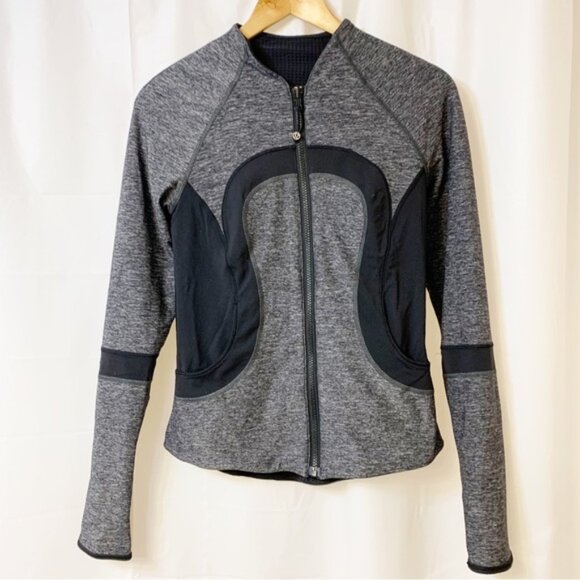 lululemon athletica Tops - Lululemon Find Your Bliss Jacket Black / Heathered Black Reversible Size 6